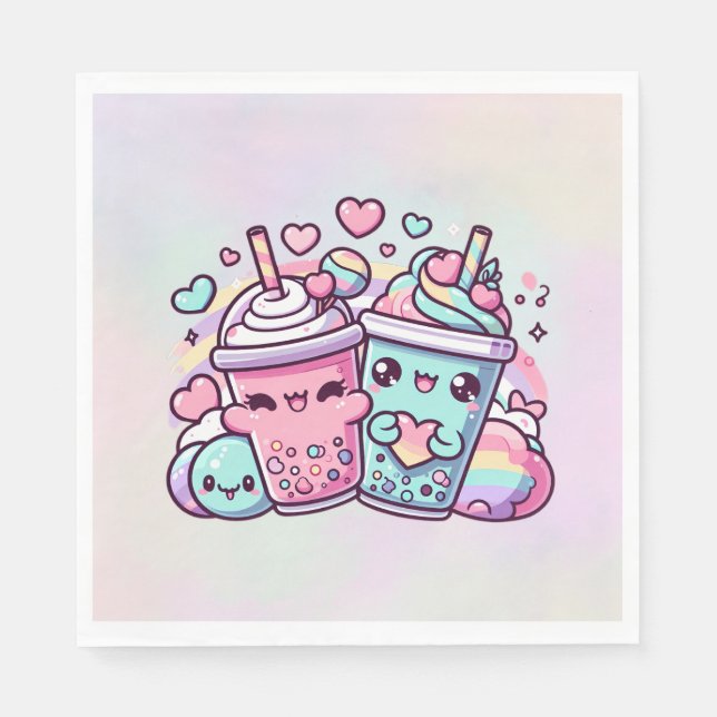 Guardanapo De Papel Rainbow Boba Napkins (Frente)