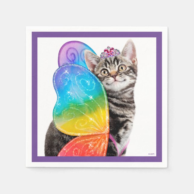 Guardanapo De Papel Rainbow Butterfly Princess Kitten (Frente)