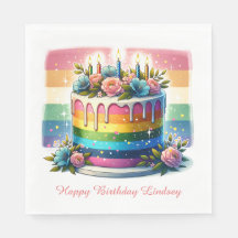 Rainbow Cake Happy Birthday Party Personalizado