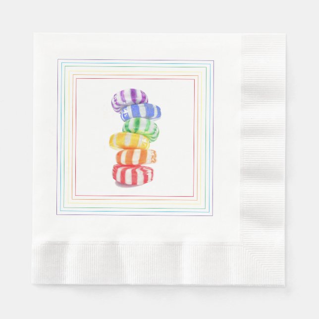 Guardanapo De Papel RAINBOW CANDY COINCHOU O Papel Núpon Napkins (Frente)