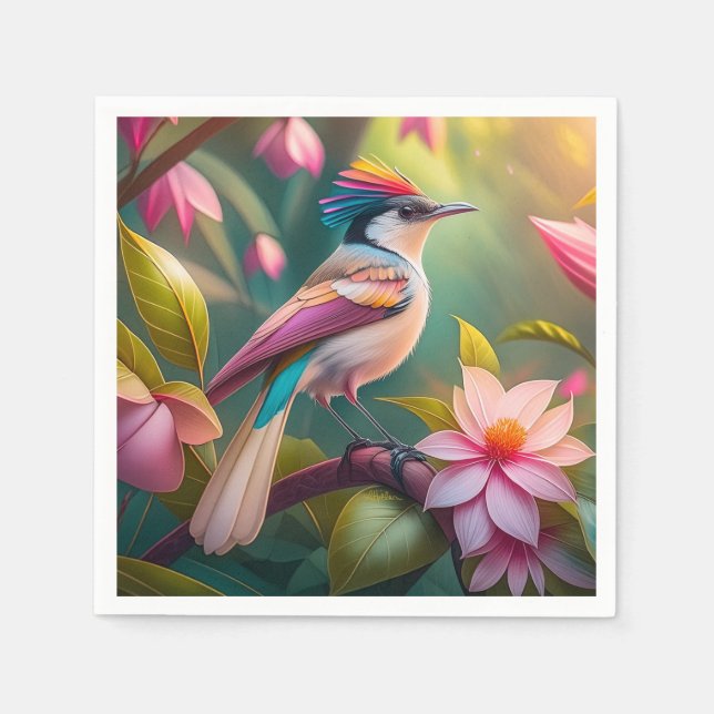 Guardanapo De Papel Rainbow crested Jay Fantasy Bird (Frente)