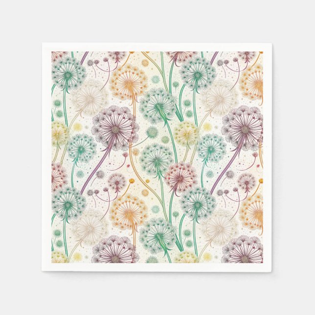 Guardanapo De Papel Rainbow Dandelion Breeze - Whimsical Floral (Frente)