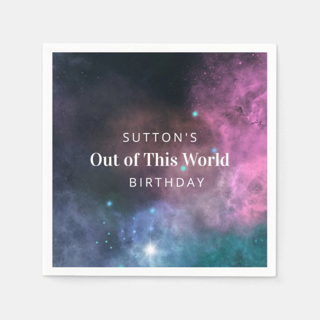 Guardanapo De Papel Rainbow Galaxy Birthday (Frente)