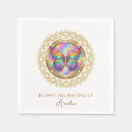 Guardanapo De Papel Rainbow Glitter Butterfly Elegant Lace Party