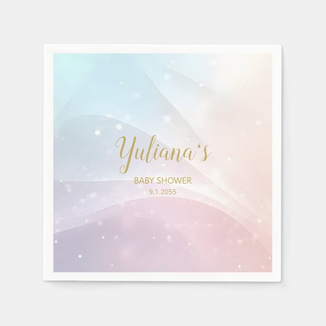 Guardanapo De Papel Rainbow Gradient Invitation | Elegant Pastel Spark (Frente)