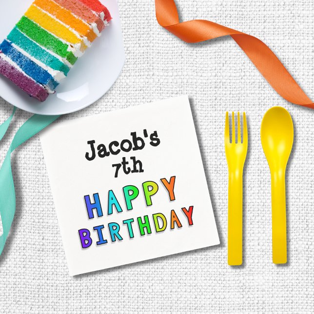 Guardanapo De Papel Rainbow Happy Birthday Personalizado (Criador carregado)