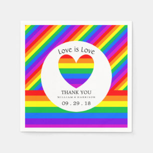 Guardanapo De Papel Rainbow Heart Love é Love Wedding
