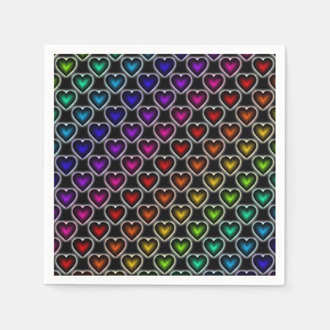 Guardanapo De Papel Rainbow Hearts Pattern Napkins (Frente)