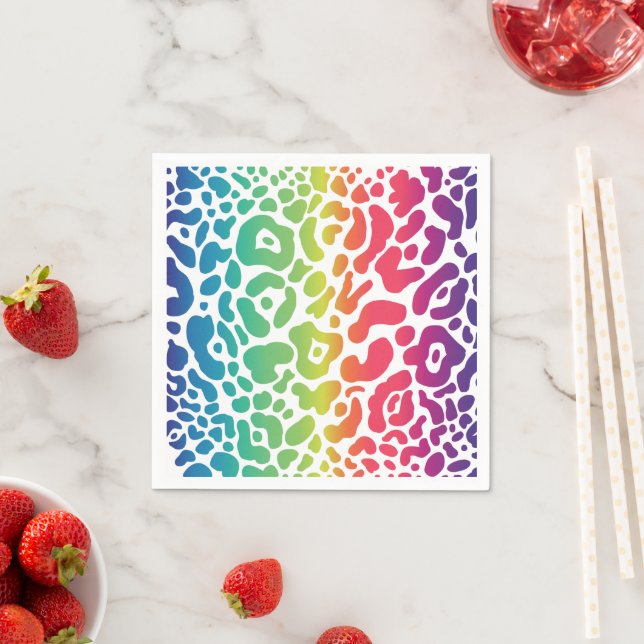 Guardanapo De Papel Rainbow Lepard White Background Napkins (Insitu)