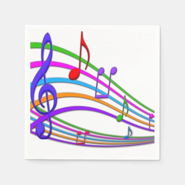 Guardanapo De Papel Rainbow Music Notes Napkins (Frente)