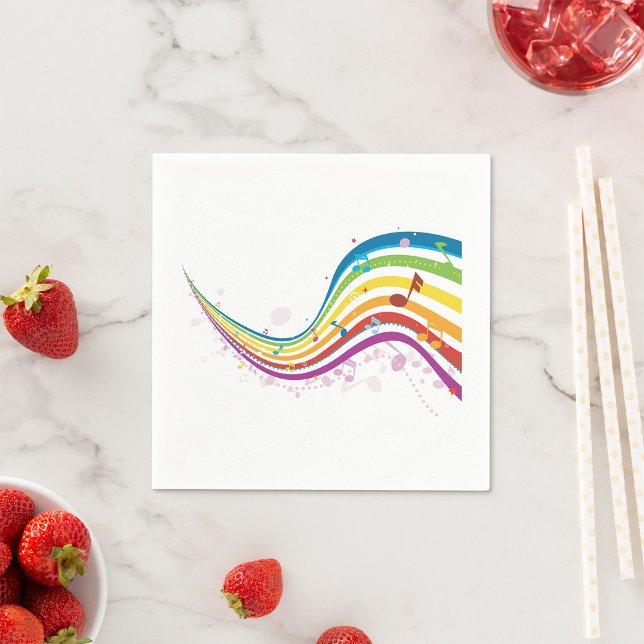 Guardanapo De Papel Rainbow Music Wave Paper Napkins (Criador carregado)