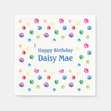 Rainbow Painted Paw Prints Pet Birthday