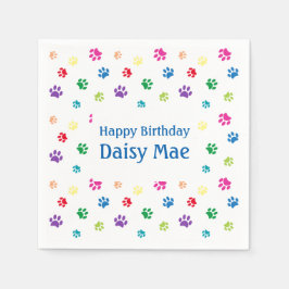 Guardanapo De Papel Rainbow Painted Paw Prints Pet Birthday