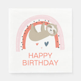 Guardanapo De Papel Rainbow Sloth Birthday Napkins