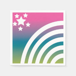 Guardanapo De Papel Rainbow Stripes Stars Unicorn Party