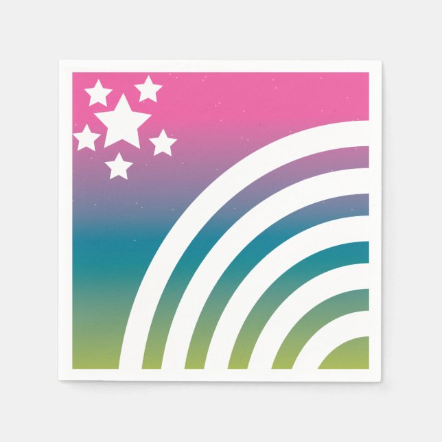 Guardanapo De Papel Rainbow Stripes Stars Unicorn Party (Frente)