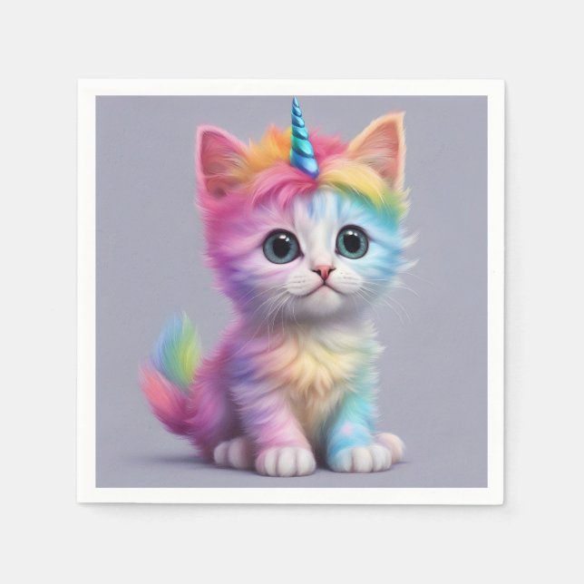 Guardanapo De Papel Rainbow Unicorn Kitten (Frente)