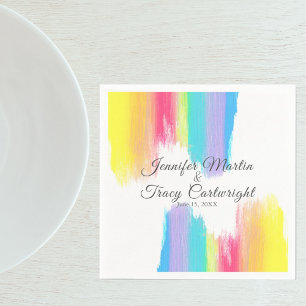 Guardanapo De Papel Rainbow Watercolor Paint Cria Casamento LGBTQ
