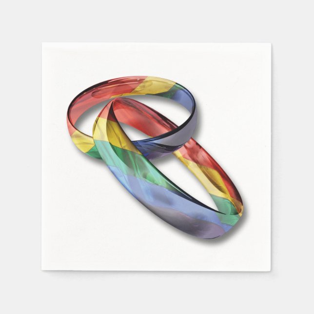 Guardanapo De Papel Rainbow Wedings para Igualdade de Casamento (Frente)