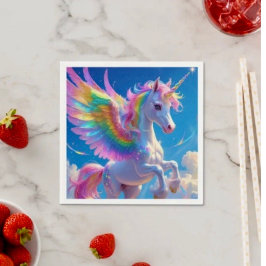 Guardanapo De Papel Rainbow Winged Prancing Unicorn
