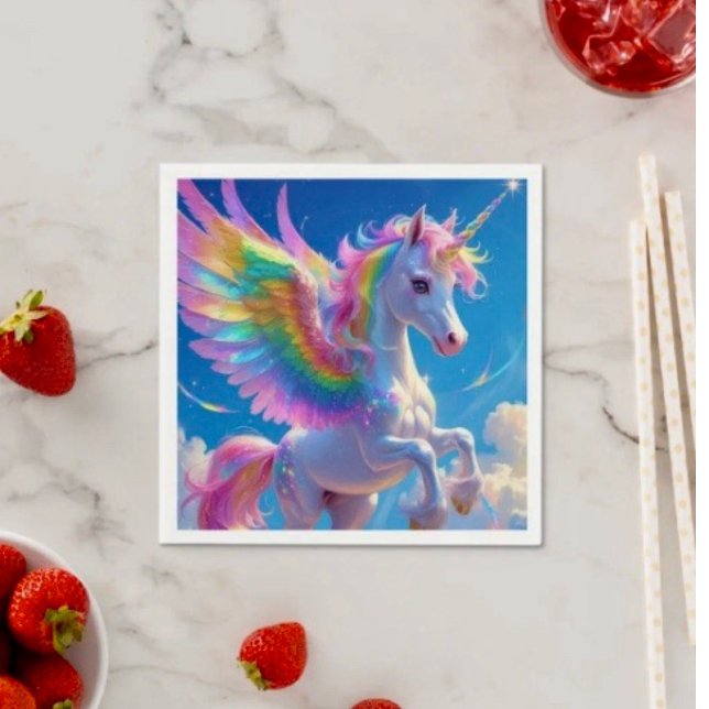 Guardanapo De Papel Rainbow Winged Prancing Unicorn (Criador carregado)