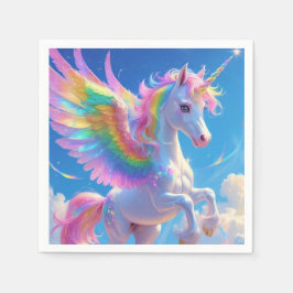 Guardanapo De Papel Rainbow Winged Prancing Unicorn