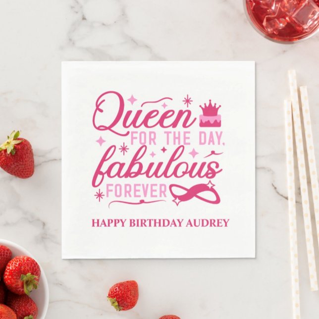 Guardanapo De Papel Rainha para o aniversário personalizado (Criador carregado)