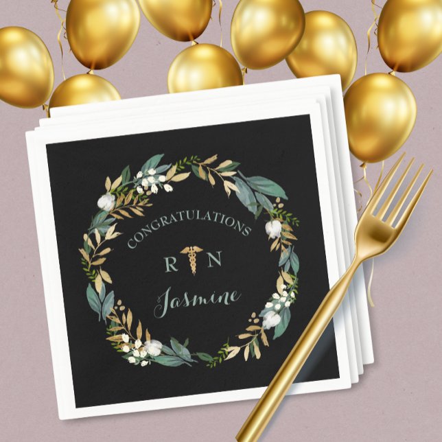 Guardanapo De Papel Raiva verde de graduação + ouro caducilo (Criador carregado)