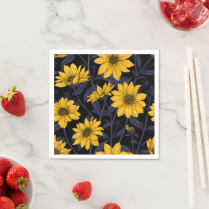 Guardanapo De Papel Raízes solares, girassol selvagem, amarelo e azul