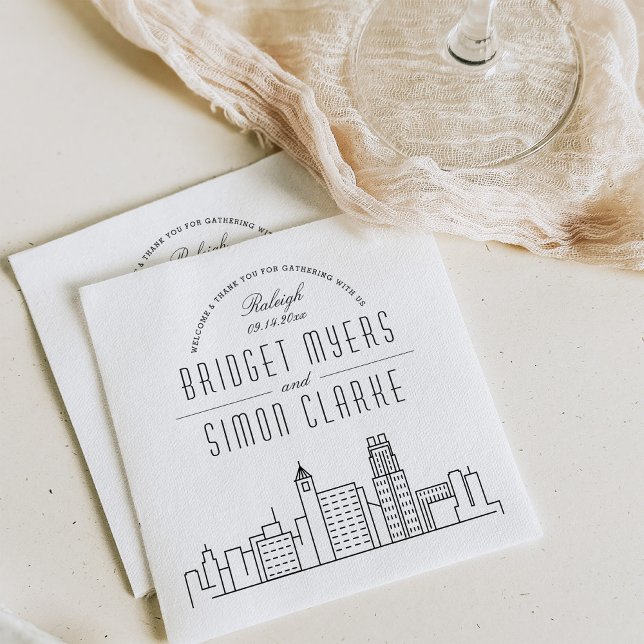 Guardanapo De Papel Raleigh Deco Skyline | Evento de Casamento Napkins (Criador carregado)