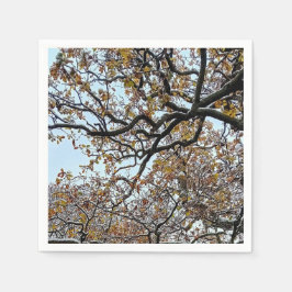 Guardanapo De Papel Ramais, com folhas de laranja e neve