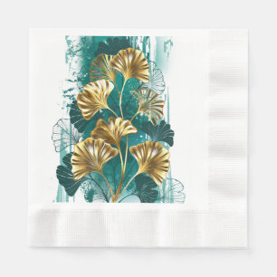 Guardanapo De Papel Ramificação com Ouro deixa Ginko Biloba
