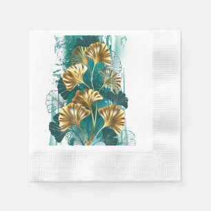 Guardanapo De Papel Ramificação com Ouro deixa Ginko Biloba