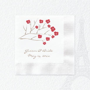 Guardanapo De Papel Ramificação de Árvore com Casamento de Flores V