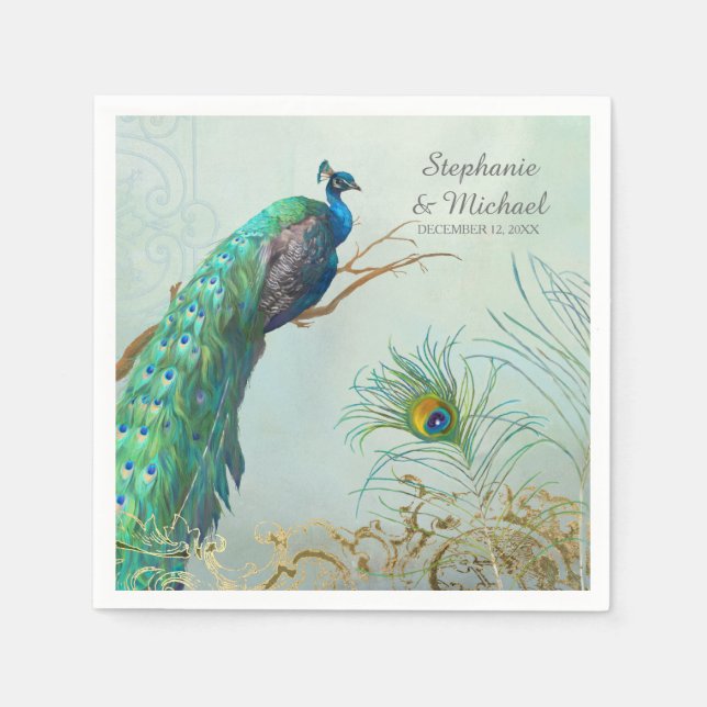 Guardanapo De Papel Ramificação de Árvore de Peacock do Partido do chá (Frente)