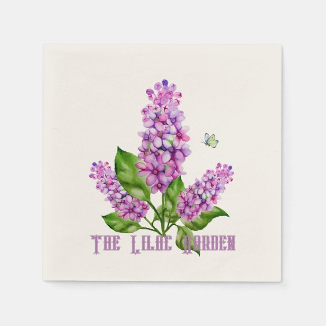 Guardanapo De Papel Ramificação lilática de aquarela elegante (Frente)