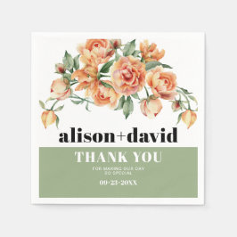 Guardanapo De Papel Ramo com flores de rosa de pêssego e casamento de