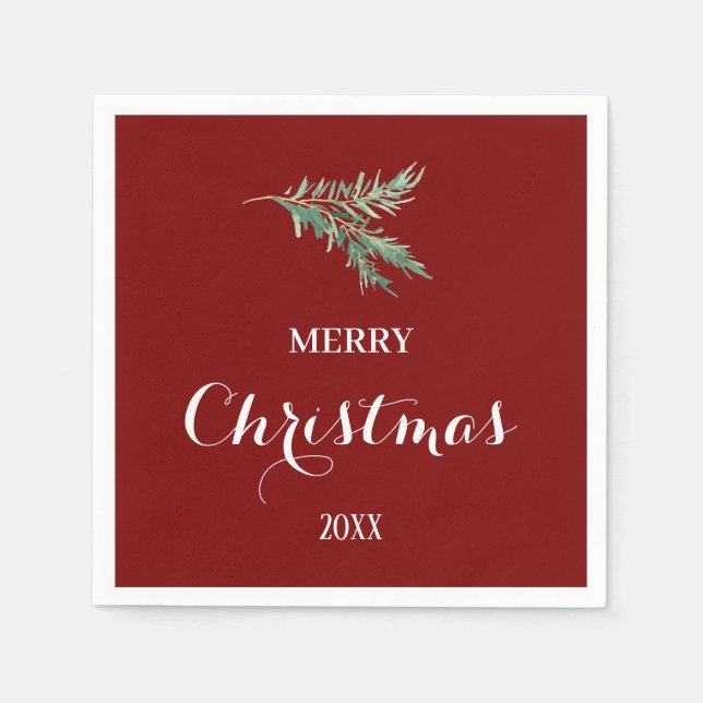 Guardanapo De Papel Ramo de árvore de abetos modernos para o Natal (Frente)