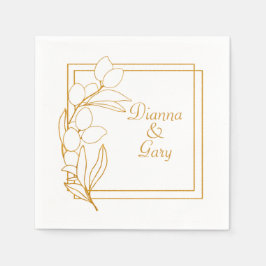 Guardanapo De Papel Ramo de Oliva Dourada com Quadro Dourado