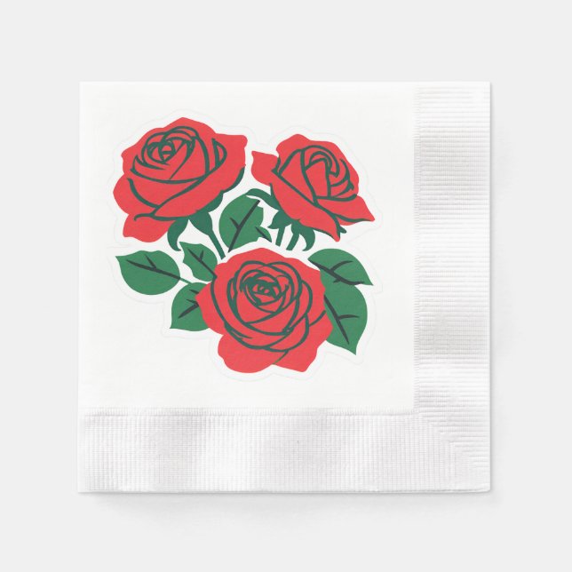 Guardanapo De Papel Ramo de Rosas Vermelhas Casamento Formal (Frente)