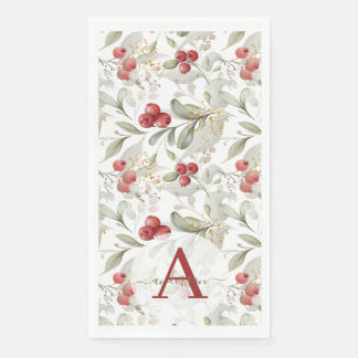 Guardanapo De Papel Ramos de Cranberry de Frutas Vermelhas Monogramada