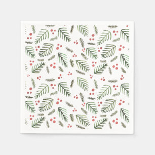 Guardanapo De Papel Ramos e bagas de árvores de Natal - vindima