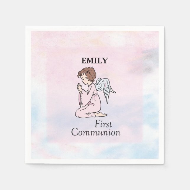 Guardanapo De Papel Rapariga, 1º Anjo da Comunhão (Frente)