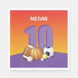 Guardanapo De Papel Rapariga 10º Aniversário de Esportes