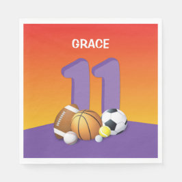 Guardanapo De Papel Rapariga 11 Birthday Sports Balls