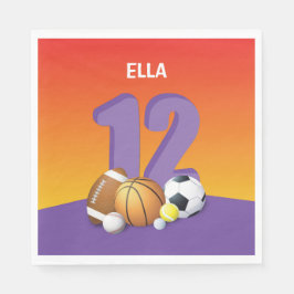 Guardanapo De Papel Rapariga 12 Birthday Sports Balls