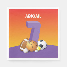 Guardanapo De Papel Rapariga 7 Birthday Sports Balls