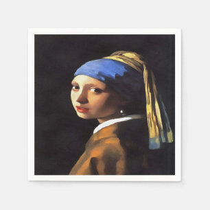 Guardanapo De Papel Rapariga com pérola ouvindo Johannes Vermeer