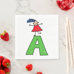 Guardanapo De Papel Rapariga Dançando em Verde - Um Alfabeto Divertido