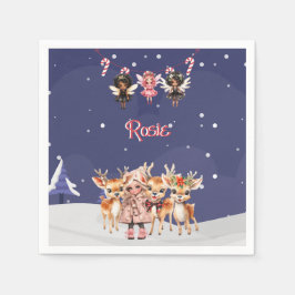 Guardanapo De Papel Rapariga de Natal Reindeer Candy Candy Fairies
